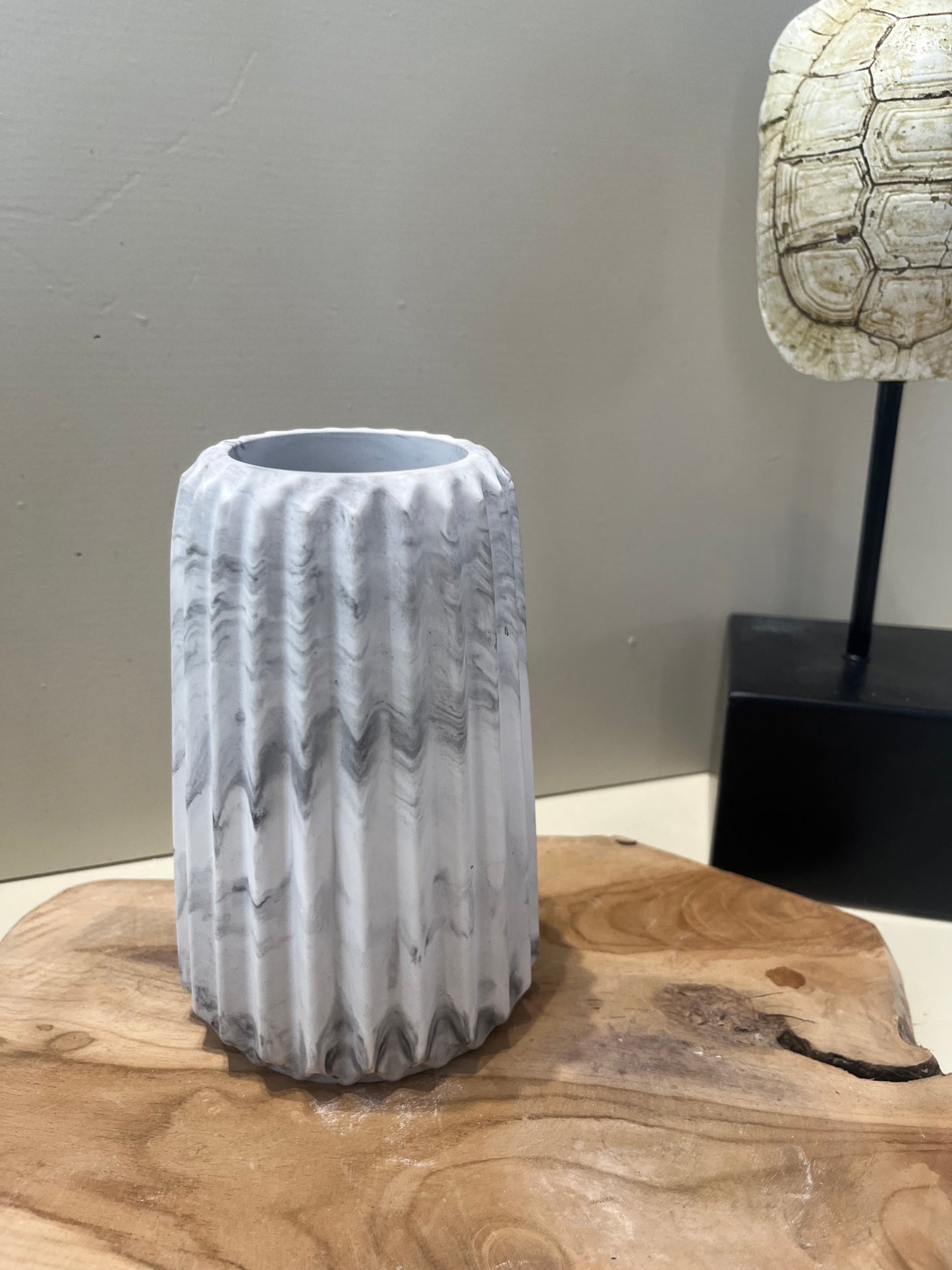 Marble ribbed vase